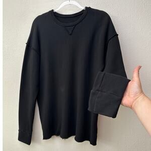 R&R Surplus Men’s Black Stretch Raw Hem Inside-Out Stitch Sweatshirt M